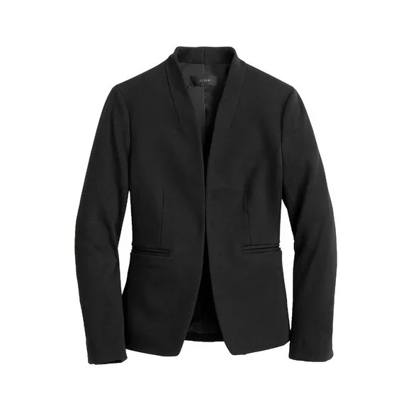 NWT J.Crew Going Out Blazer in Black Stretch Twill Open Front Jacket 12 - Picture 1 of 5